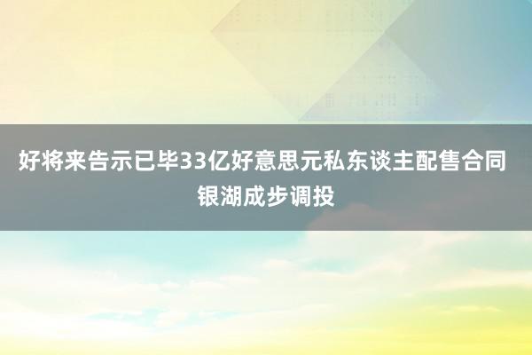 好将来告示已毕33亿好意思元私东谈主配售合同 银湖成步调投